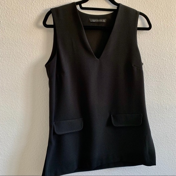 ZARA Basic Sleeveless Top Black Sz S - Picture 8 of 8